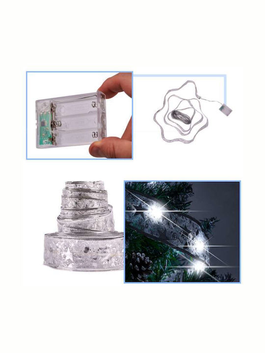 Crăciun Panglică Iluminată Alb 14x7cm 1buc