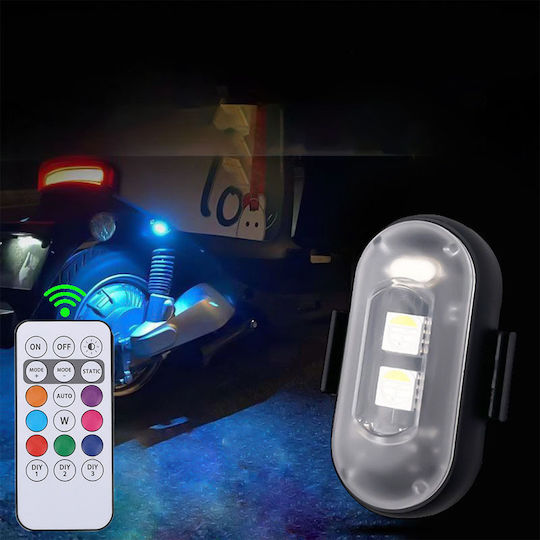 LED Rechargeable Strobe Lights Remote Control RGBW Drones Boats Motorcycles Cars 8pcs TC-202