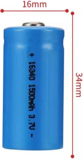 Rechargable Battery 16340 Li-ion 1500mAh 3.7V 1pcs