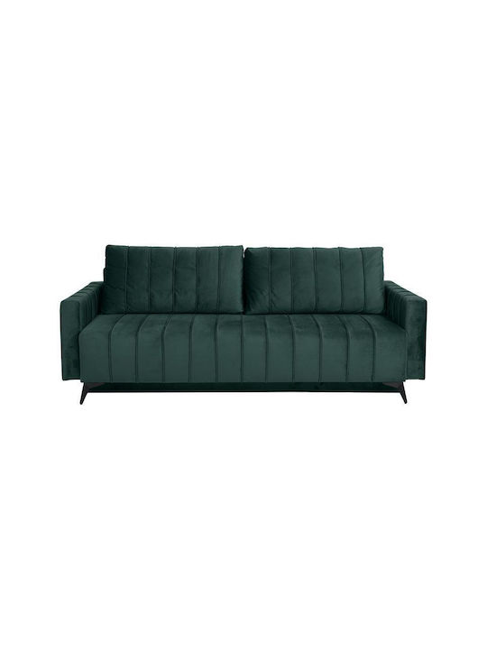 Comfort Four Seater Couch Bed with Storage Space Green 235x104x80 cm