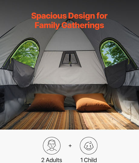 Vevor Σκηνή Camping Igloo Αυτοκινήτου Γκρι 3 Εποχών 230x180x175εκ.