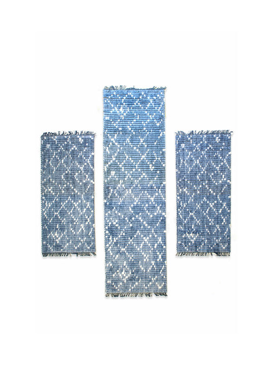 Royal Carpet Modern Bedroom Rugs Set Blue Cream E103534 3pcs
