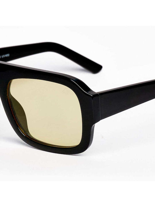 AV Sunglasses Mila Unisex Sunglasses with Black Plastic Frame and Yellow Lens
