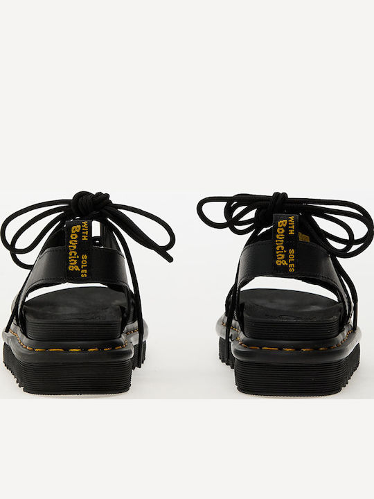 Nartilla Δερμάτινα Γυναικεία Σανδάλια Flatforms Μαύρα