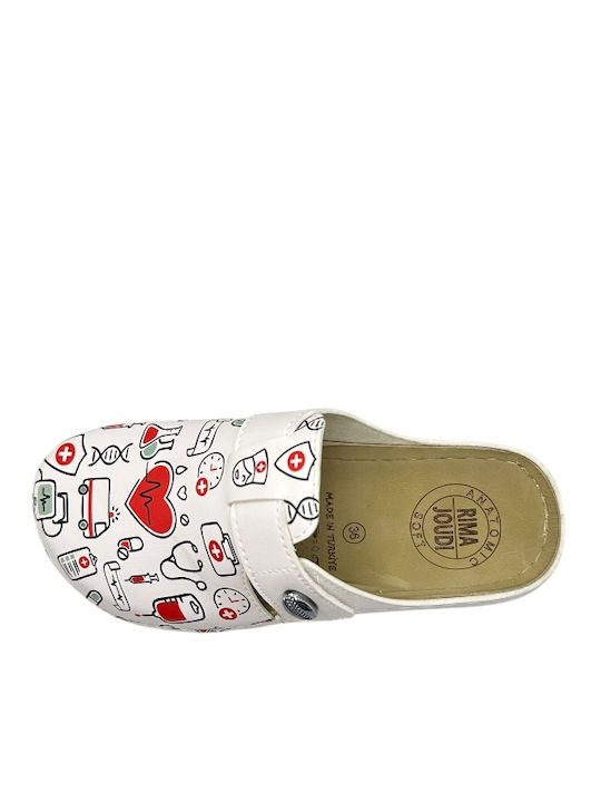 Femei Sabot White with medical print