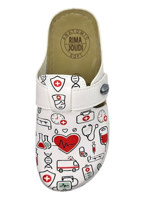 Femei Sabot White with medical print