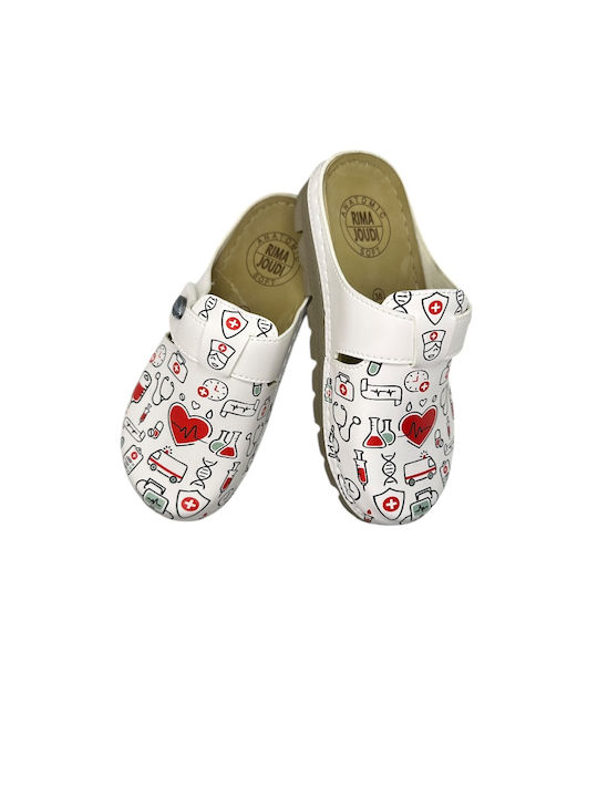 Femei Sabot White with medical print