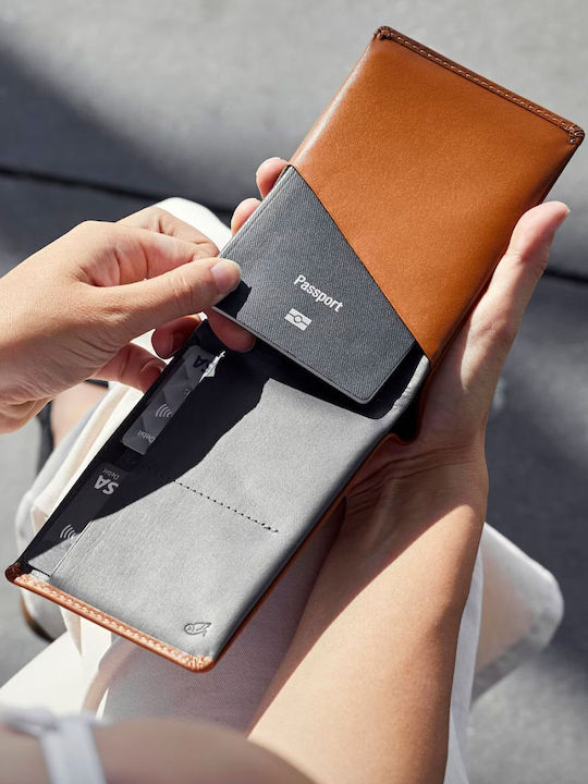Leather Men's Wallet Travel with RFID Gold