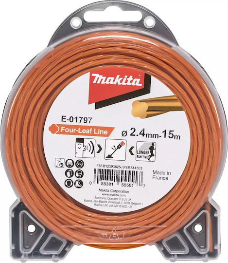 Makita E-01797 Round Brush Cutter Trimmer Line Length 15m and Thickness 2.4mm