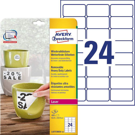 Avery Selbstklebende A4-Etiketten 63.5x33.9mm
