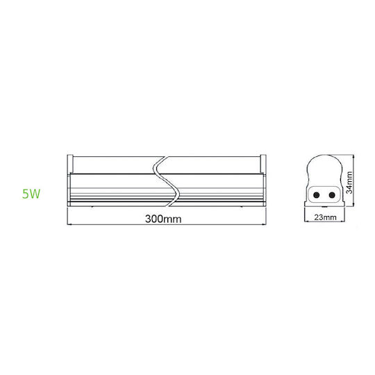 Aca Under-Cabinet LED Light 5W Warm White with Switch 30cm