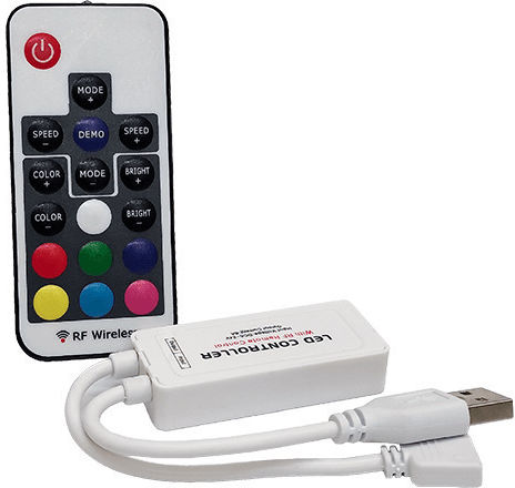 Elmark Fără fir RGB Controller RF: RF (Radiofrecvență) cu Telecomandă Mini USB 99LEDDIMMER5V2
