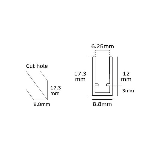 VK Lighting External Aluminum Profile for LED Strip 200x0.8x1.2cm