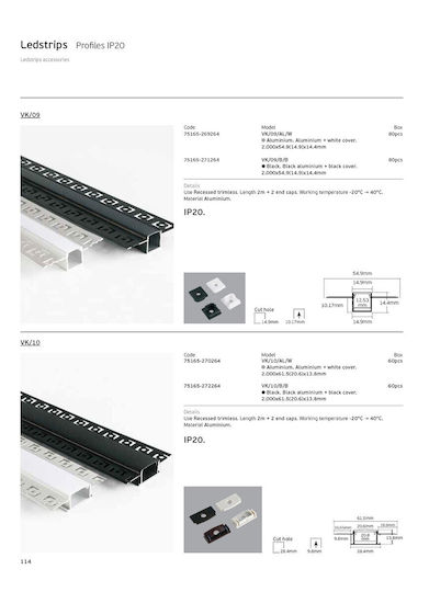 VK Lighting Gemauert Aluminiumprofil für LED-Streifen 200cm
