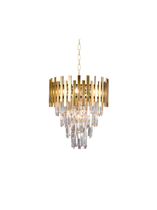 Eko Light Πολυέλαιος 9xE14 Ø45cm με Κρύσταλλα Χρυσός ML6000
