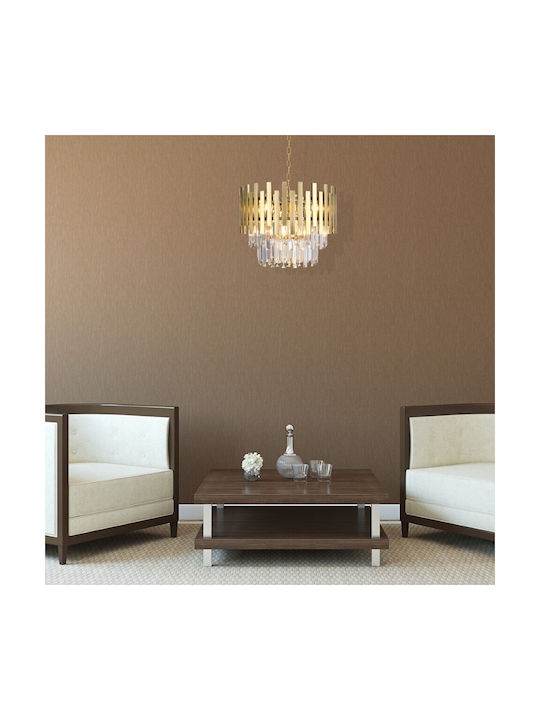 Eko Light Πολυέλαιος 6xE14 Ø50cm με Κρύσταλλα Χρυσός ML5999