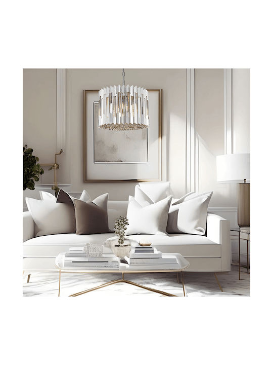 Eko Light Πολυέλαιος με Κρύσταλλα Ασημί ML0394