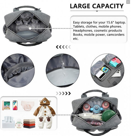 Miss Lulu Shoulder/Hand Diaper Bag EQ2411-GY Gray