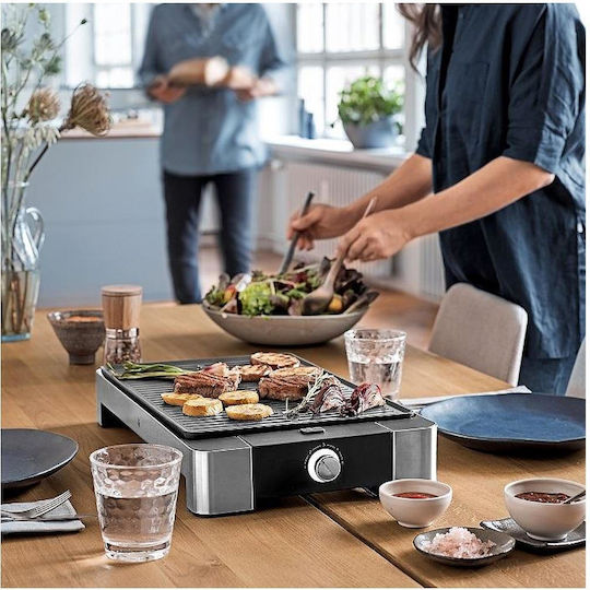 WMF Table Ribbed Lono Επιτραπέζια Ηλεκτρική Ψησταριά Αυλακωτής Πλάκας 2000W Ανοξείδωτη με Ρυθμιζόμενο Θερμοστάτη 27x41εκ.