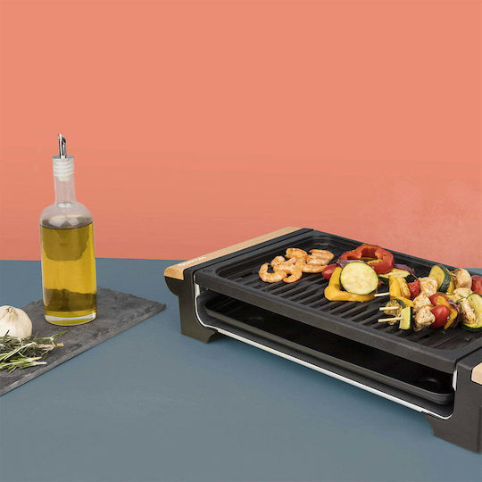 HKoenig Tabletop Grătar Electric Placă Netedă 1300W cu Termostat Reglabil 37bucx23buccm