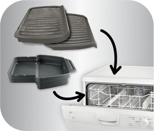 Tefal Optigrill Επιτραπέζια Ηλεκτρική Ψησταριά Αυλακωτής Πλάκας 2000W με Καπάκι και Ρυθμιζόμενο Θερμοστάτη 30x22.9εκ.