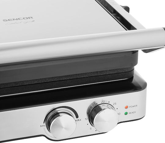 Sencor Tabletop Electric Grill Smooth and Ribbed Plate 2000W with Adjustable Thermostat 29cmx23.3cmcm