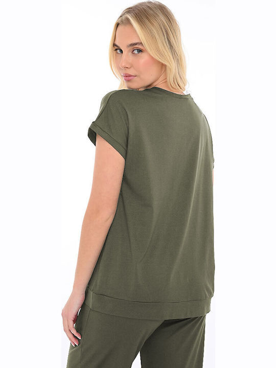 Women's Blouse Short Sleeve Khaki