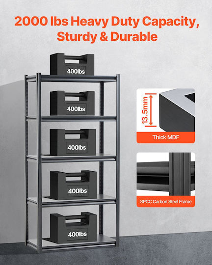 Vevor Storage Shelves 18" D X 36" W X 72" H 5-Tier Garage Storage Shelves