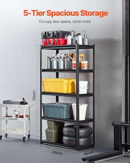 Vevor Storage Shelves 18" D X 36" W X 72" H 5-Tier Garage Storage Shelves