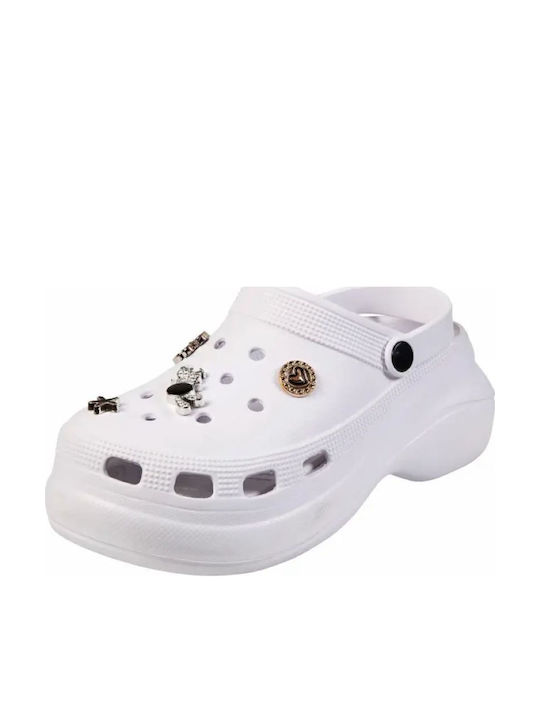 Adam's Shoes Damen Clogs Pin White