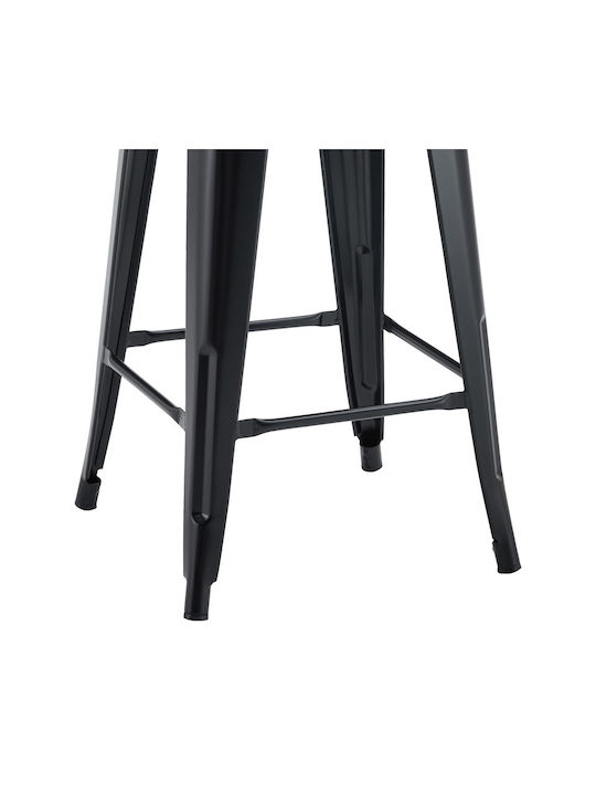 Stool Bar with Backrest Metallic Utopia Black Metal 42x42x86cm
