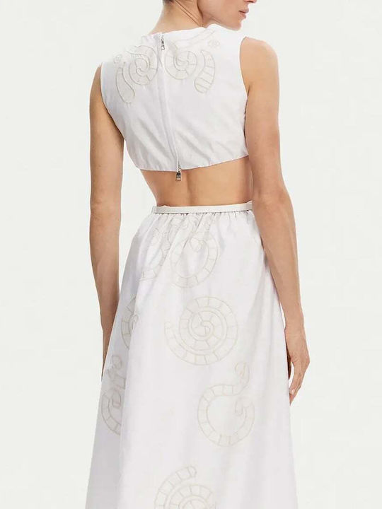 Sommer Midi Damenkleid Weiß/Milch