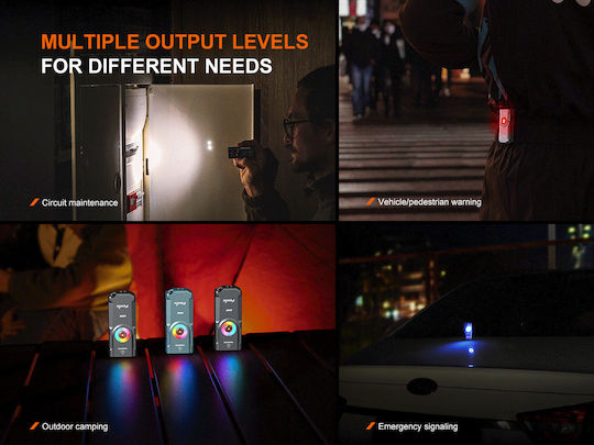Fenix Rechargeable Keychain Flashlight LED UV IP66 with Maximum Brightness 700lm Gray E06R