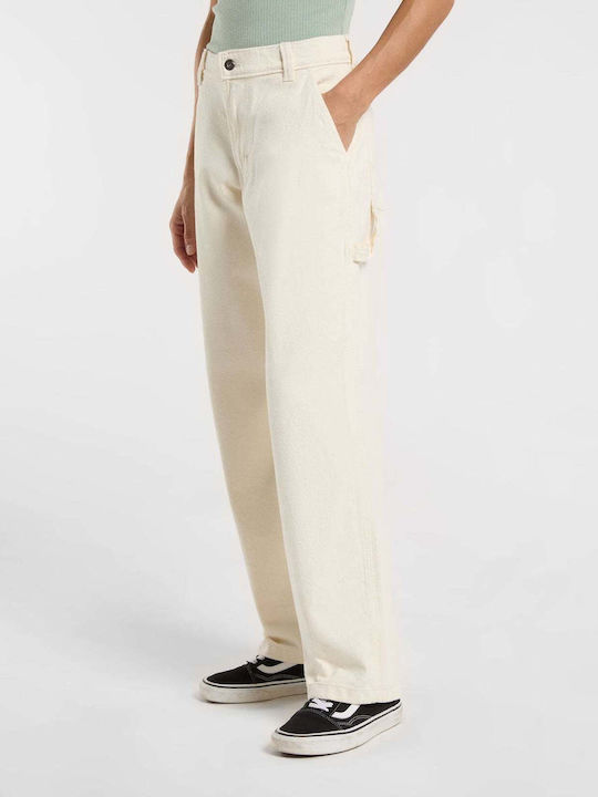 Stevensville Women's Fabric Trousers Loose Fit Ecru