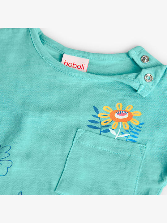 Children's Dress Short Sleeve Turquoise