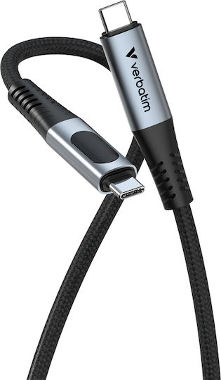 Verbatim Braided / LED USB 2.0 Cable USB-C male - USB-C 100W PD Μαύρο 1.2m 31848