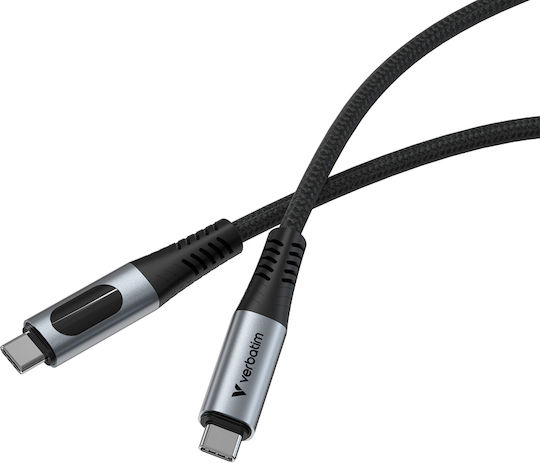 Verbatim Braided / LED USB 2.0 Cable USB-C male - USB-C 100W PD Μαύρο 1.2m 31848