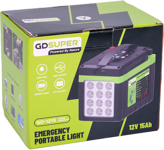 Gdsuper Emergency Portable Light Solar Energy Storage Battery 12v 15ah Gd-1215