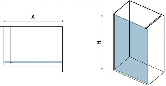 Fixed Shower Partition Flute Crystal Walkin 1 Cromo Karag 140x200cm