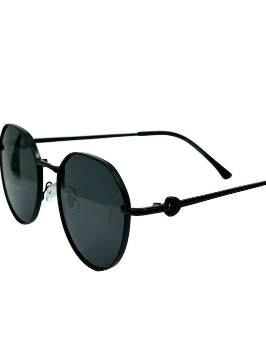 SeeVision Unisex Sunglasses with Black Metal Frame and Black Polarized Lens 4K35-BLACK/BLAC-ONESIZE-56042-50142