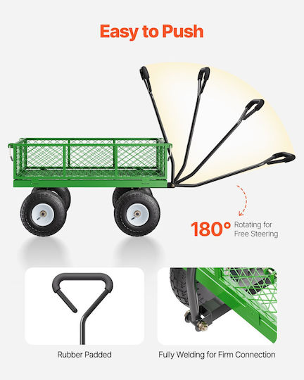 Garden Cart Metallic Four-wheel with Maximum Load Weight 308kg