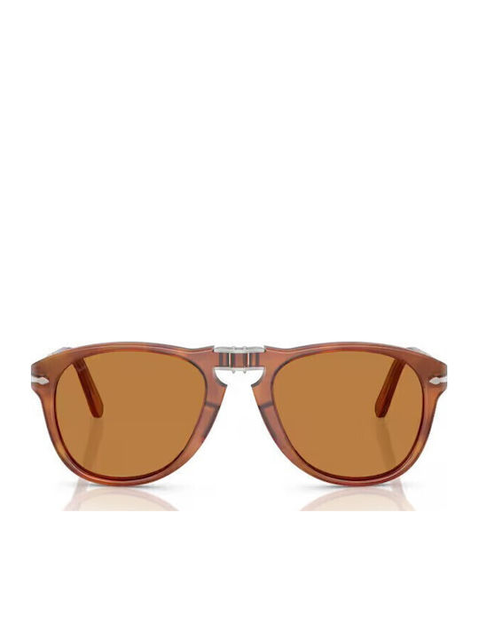 Persol Унисекс Слънчеви Очила с Кафяв Костенурков Пластмасов Рамка и Сив Преливащ Лещи
