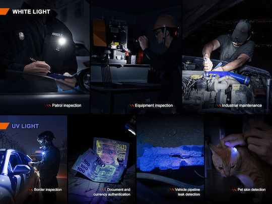 Fenix Wiederaufladbar Taschenlampe LED UV IPX6 mit maximaler Helligkeit 150lm Weiß