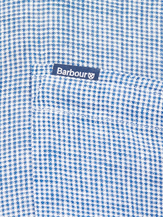 Linton Long Sleeve Linen Checked Blue Shirt