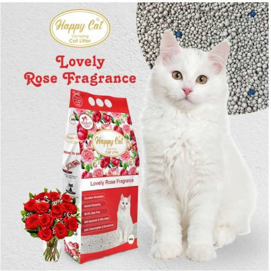 Happy Cat Άμμος Γάτας Μπετονίτης με Άρωμα Τριαντάφυλλο 5lt
