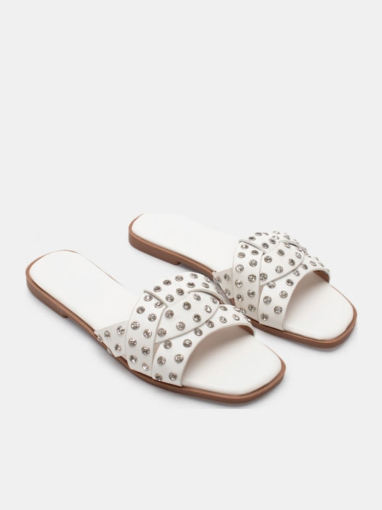 Women's Flat Sandals in White Color