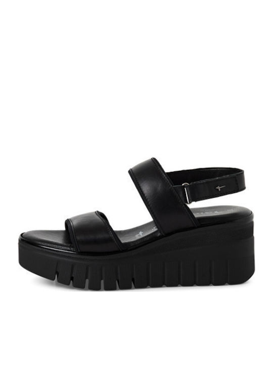 Women's Leather Platform Shoes Black