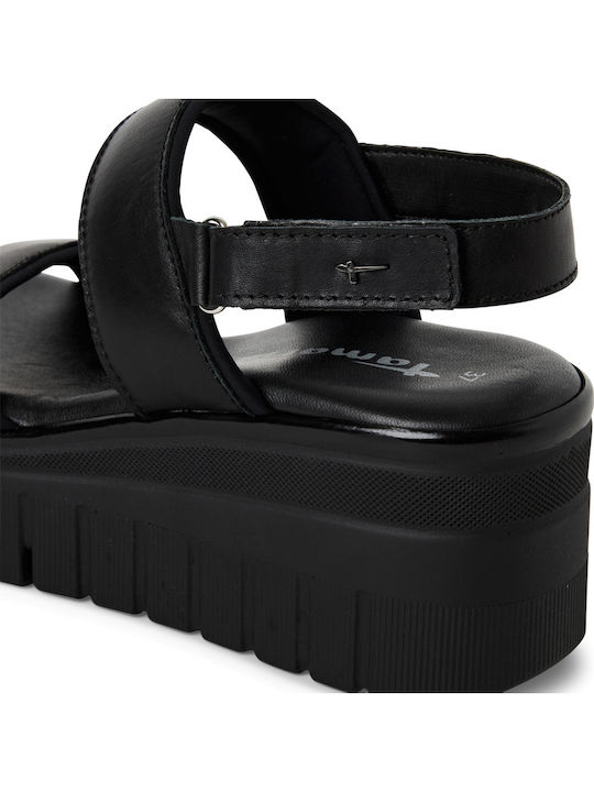 Women's Leather Platform Shoes Black
