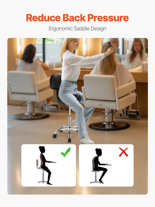 Ergonomic Office & Desk Stool with Backrest Black 37.5x36x100cm