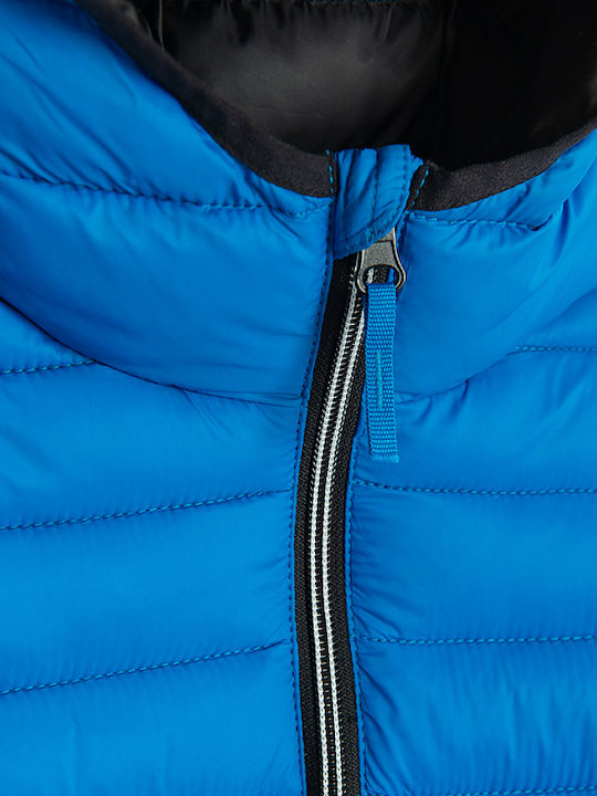 Kids Quilted Short Coat with Hood Blue